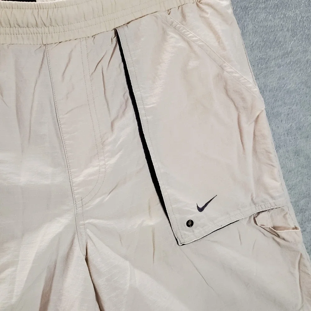 VINTAGE‎ Nike Men Swimwear Small Beige Trunks Ripstop Outdoor Beach Surf Y2K